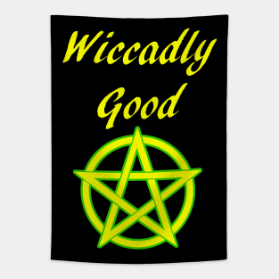 Wicca Pun Wiccadly Good Pentacle Pentagram Tapestry