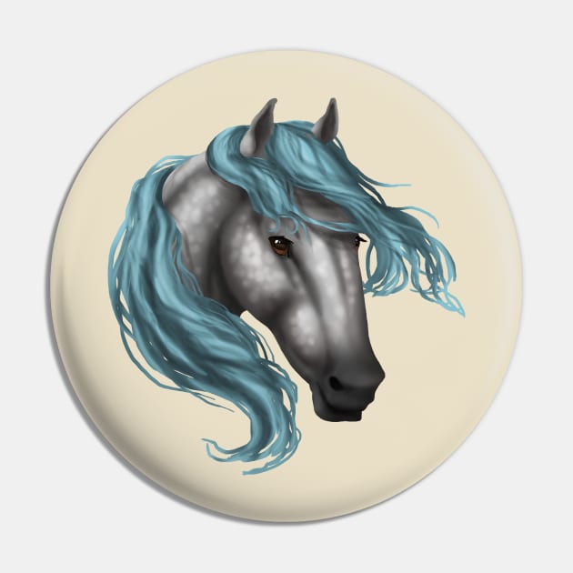 Horse Head - Dapple Blue Hair Pin by FalconArt