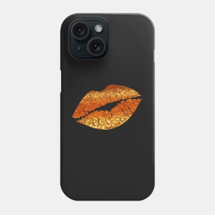 Golden Orange Ombre Faux Glitter Lips Phone Case