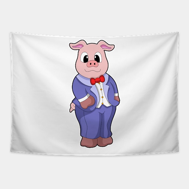 Pig as Groom with Suit Tapestry by Markus Schnabel