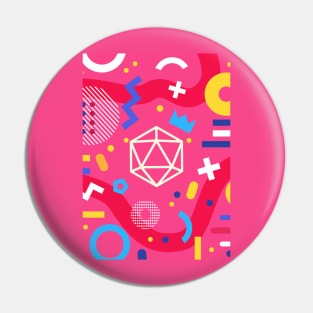 Polyhedral Dice Set Memphis Design Pink Tabletop RPG Pin