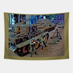 WW2 Tiger Tank Column Tapestry