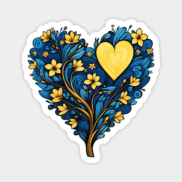 Floral heart tree, painting style Magnet by Edgi