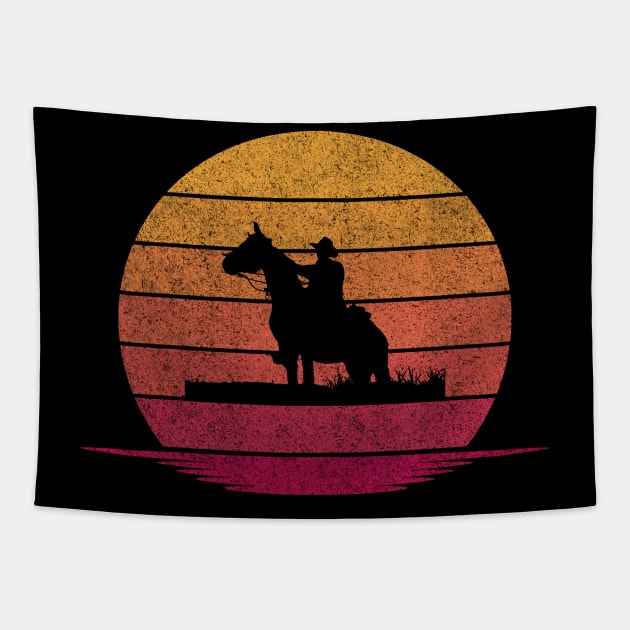 Awesome Funny Cowboys Gift - Hobby Silhouette Sunset Design Tapestry by mahmuq