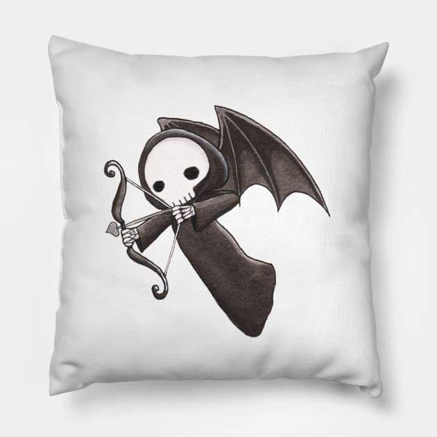 Reaper Cupid Pillow by Marcies Art Place