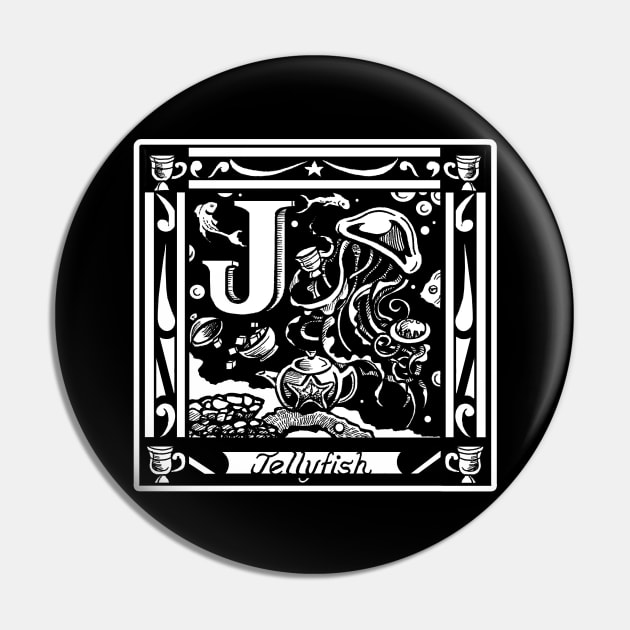 J is For Jellyfish Tea Party - White Outlined Version Pin by Nat Ewert Art