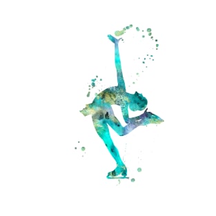 Figure Skating Watercolor Painting 2 T-Shirt