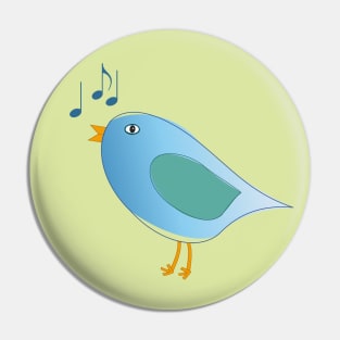 Blue Song Bird and Musical Notes Pin