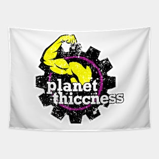 Planet Thiccness Gym Thickness Funny Joke Workout Lover Tapestry