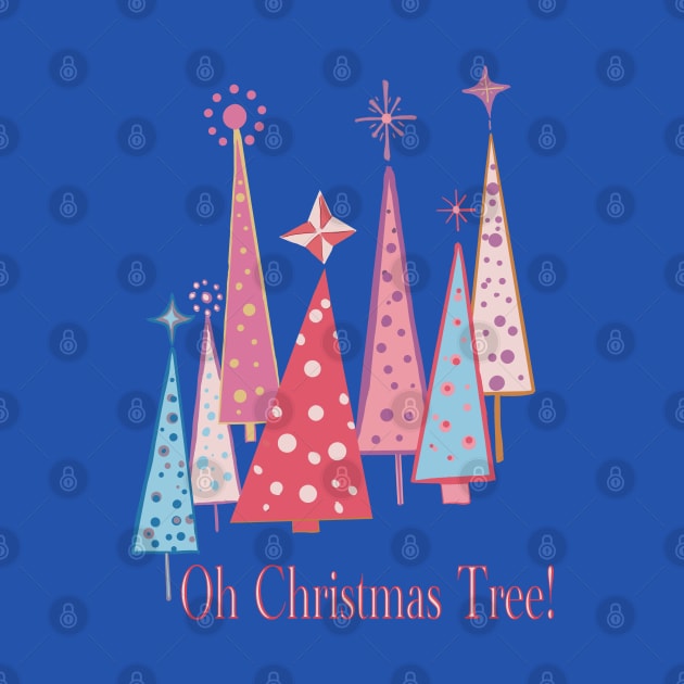 Oh Christmas Tree vintage pastel Christmas illustration by Peaceful Pigments