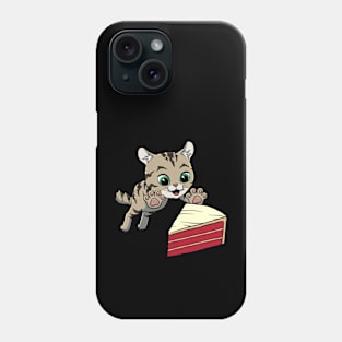 Highlander Cat excited to eat Red Velvet Cake Phone Case