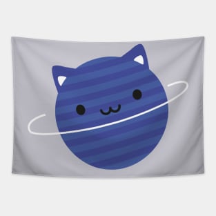 Kawaii Cat Planet in Space Tapestry
