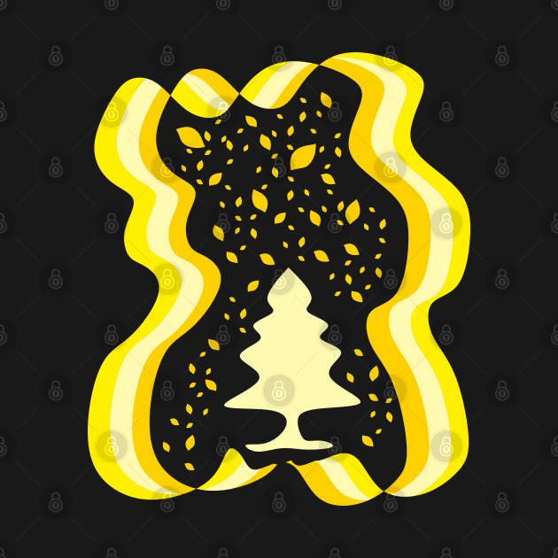 Evergreen Tree Illustration Yellow by radeckari25