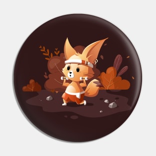 Funny cartoon character fox cub play sports Pin