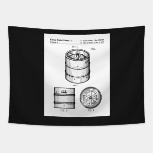 Beer Keg Patent - Beer Lover Craft Ale Art - White Tapestry