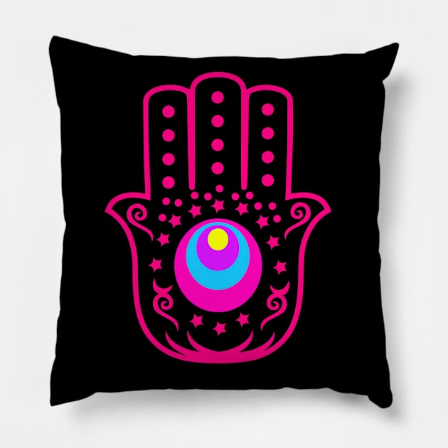 Hamsa Hand Evil Eye Pillow by livania