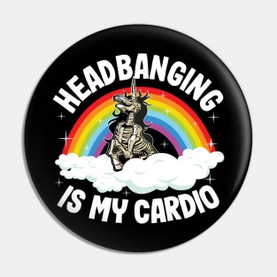 Heavy Metal Headbanging Unicorn Gift Rainbow Funny Pin