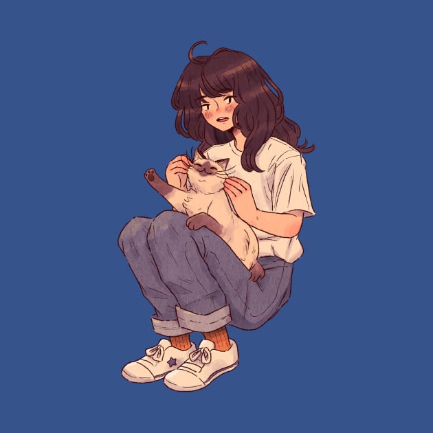 A Girl and Her Cat by RedBeanPorridge TeePublic Store