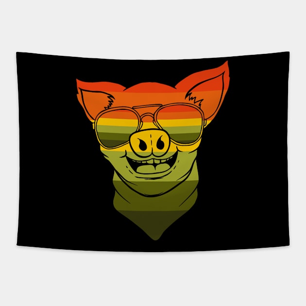 Vintage Pig Bandana Tapestry by Dojaja