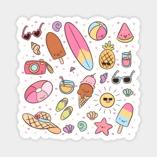 Kawaii summer design summer vacation Magnet