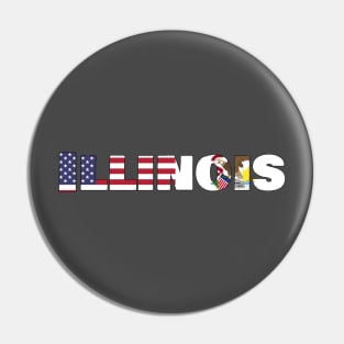 Illinois State Flag/America Flag Logo Pin