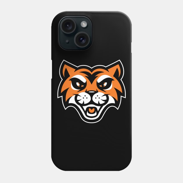 Retro Classic Orange Laughing Tiger Sports Mascot T-shirt: Sporty Fun for All Ages! Phone Case by CC0hort