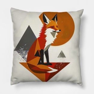 Geometric Fox: Abstract Nature Art Pillow