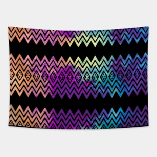 Colourful Orange and Purple Zigzag Silhouette Digital Art Tapestry