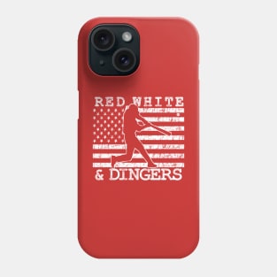 Red White and Dingers American Flag USA Baseball Softball Fan Phone Case
