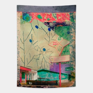 Retro Wheels: Vintage Car Collage Tapestry