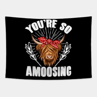 Highland Cow Highland Cattle You'Re So Amoosing Tapestry