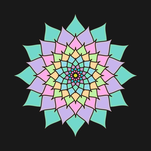 Pastel Lotus Mandala by Graphic Dinosaur