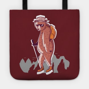 Bear Traveling in Mountain, Bear Mountains, Workout, Forest, Outdoor, Hiking, Nature, Dad Gift Camping Tote