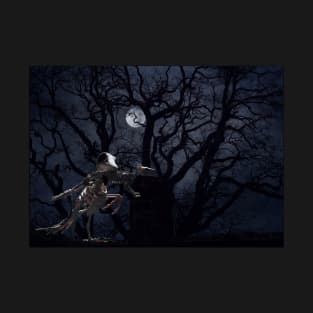 Raven and Rat Skeleton in Moonlight - Halloween T-Shirt