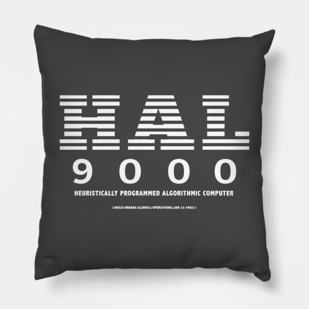 2001 A Space Odyssey Hal Computer Logo white Pillow by Lani A Art