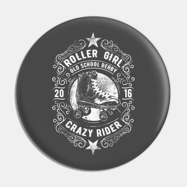 Roller Girl: Old School Derby Vintage Design Pin by Jarecrow 