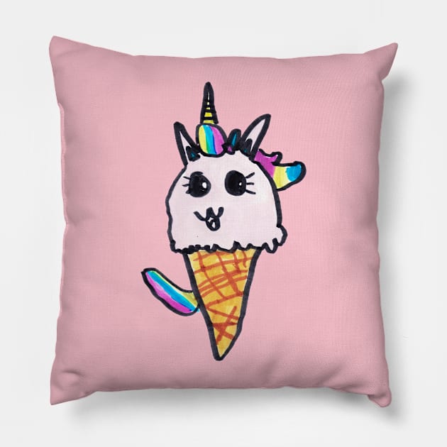 Unicorn Ice Cream | Kids Fashion | Rainbow Unicorn | Ice Cream Cone | Cute Pillow by TheWillbreyShop