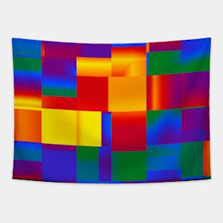 Gay Pride Abstract Overlapping Gradient Squares Tapestry