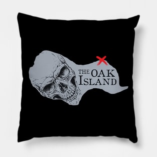 Oak Island Nova Scotia Map in Skull Pillow