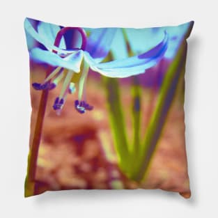 Tiny Blue Wild Flower Pillow