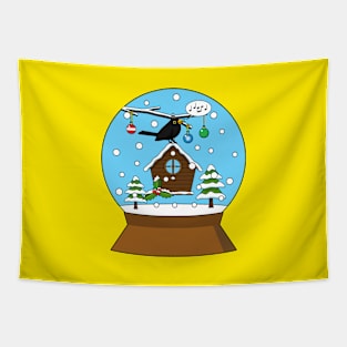 Snow Globe with Blackbird Singing Tapestry