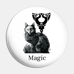 Magic Black Cat - Black Outlined Version - Magic Quote Pin