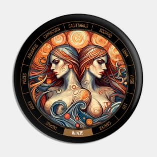 ZODIAC Gemini - Astrological GEMINI - GEMINI - ZODIAC sign - Van Gogh style - 7 Pin