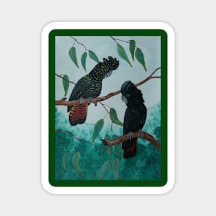 Black cockatoos bird art cockatoo painting Magnet