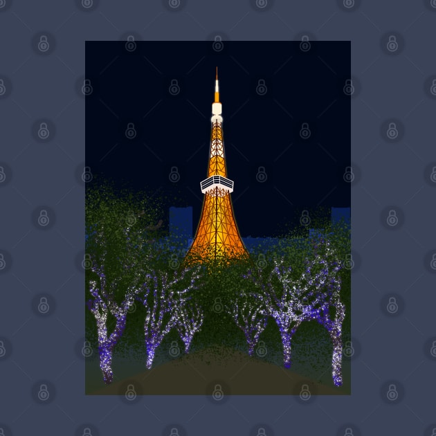 Tokyo Tower (Night) by MrK Shirts