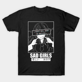 Sad Anime Girl Fake Smile I Won't Cry I'm Smiling - Sad Anime Girl