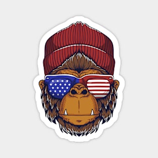 USA Fourth of July Monkey Magnet