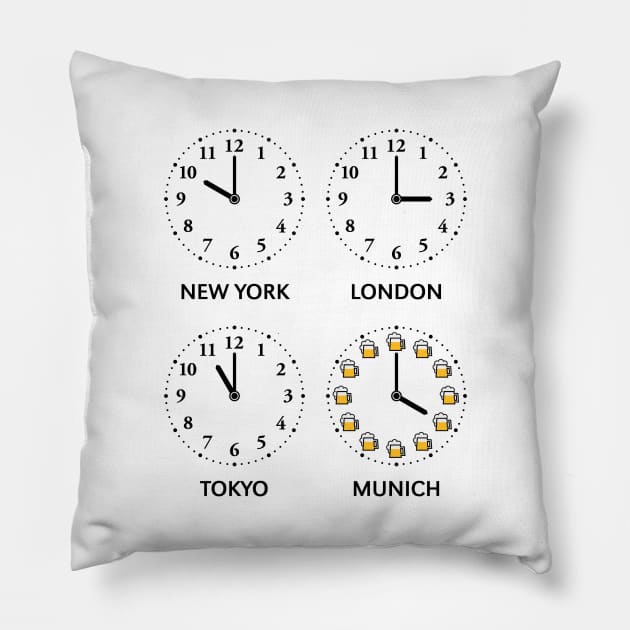 New York – London – Tokyo – Munich (Beer Time) Pillow by MrFaulbaum