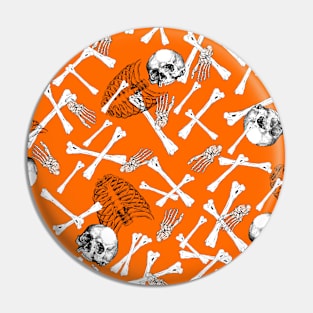 SKELETON Bones Happy Halloween Red Pin