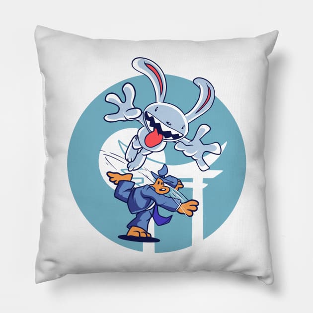 Sam And Max Retro Japanese Pillow by thelazyshibaai